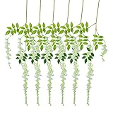 6 Pcs人工シルク藤のつるRattaシルクHanging花のウェディングホームパーティーバー天井装飾105 – 110 CM長 ホワイト G429050035
