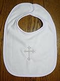 Bib for Baptism White with Silver Cross by Integrity Designs