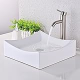 KESバスルームダイヤモンド磁器容器シンク上カウンターホワイトカウンタートップのボウルシンクトイレ洗面化粧台キャビネットコンテンポラリースタイル、bvs115