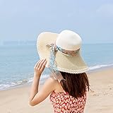 Hatrita-J 夏の砂浜で遊び大檐帽晒麦わら帽折りたたみ太陽帽さん日除け帽涼帽子シルクハット d