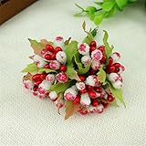 100個/ロットミニガラスStamen Bud人工フラワーブーケウェディングデコレーションDIY花輪ギフトスクラップブッククラフトフェイク花 One Size レッド 9800358