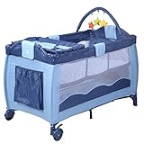New Blue Baby Crib Playpen Playard Pack Travel Infant Bassinet Bed Foldable by Aor Hybeauty