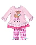 Rare Editions Little Girls' Toddler Reindeer Applique Legging Set Pink/Fuchsia 3T [並行輸入品]