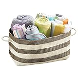 mDesign Knit Baby Nursery Closet Organizer Bin for Blankets, Towels, Stuffed Animals, Toys - Khaki/I