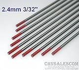 CHNsalescom 10個WT20 2.4×150mm 3/32 "X6"トリウムタングステン電極赤