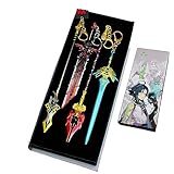 原神　げんしん　4個　22cm　ミニ武器　鍾離　魈(しょう)　神里綾華　白朮　アルハイゼン　放浪者(スカラマシュ)　紀行武器　死闘の槍　キーホルダー　おしゃれ　ミニ武器　ミニモデル　ミニチュア　多機能 Genshin キーチェーン 超かわいい　ミニ武器　バックパックの装飾品 携帯電話のストラップ かばん バッグ 車 ペンダント 小物 落下防止 ミニチュアセット（1/6スケールモデル） [並行輸入品]