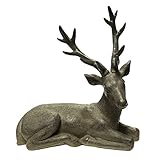 Benzara BM148200 Elegant Resting Deer Figurine, Brown