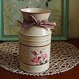 VANCORE French Style Rustic Shabby Chic Mini Metal Vase Milk Can Container for Decoration [並行輸入品]