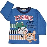 2016年 秋冬 ZOOMIC ART ズーミックアート ３キャラプリント 長袖Ｔシャツ くま・パンダ・かえる ブルー◇95cm