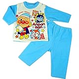 アンパンマン 裏起毛＆フリース 袖切替パジャマ サックス◇90cm