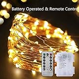 RaiFu ストリングライト 防水 バッテリーボックス 銅線 装飾 8機能 リモコン付 5M 50 LED暖かい ホワイト