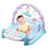 (Two siyo) ベビージム デラックスジム プレイマット 指遊び 知育 赤ちゃん (スカイブルー)