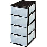 サンカ 引出し 収納 A4ファイル対応 深型 4段 ブラック (幅26×奥行35×高さ54cm) ポッシュ 深型 PO-F4BK 日本製