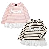 (ブラウン/95cm) ベビー服 女の子 Tシャツ 長袖 Dolly Ribbon ドーリーリボン ボーダー柄 レース フリル 女児 ベビー