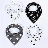 moiitee ソフトスタイ よだれかけ ベビー用 スタイビブ 4枚セット 三角 スナップボタン 赤ちゃん 男女兼用