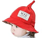 【SEBLES】ベビー 赤ちゃん 帽子 とんがり ハット 丸 子ども 子供 日差し UV 無地 コットン 綿 花柄 プリント 春 夏 秋 ユニセックス 女の子 男の子(レッド,1-2歳)