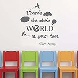 Battooワールドマップ壁デカール引用 – There 's The Whole World At Your feet-ビニールステッカーキッズ子供部屋壁アートホーム寝室装飾 20"WX22"H L