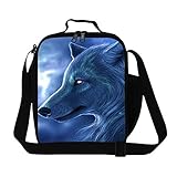 Generic Childrens Wolf Pattern Lunch Bags for School Cool Mens Lunch Box Outdoor Picnic Bag [並行輸入品]
