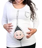 Nicellyer 女性のパターン化された特大の出産の目新しさティートッププルオーバー White M