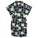 甚平 ベビー 男の子 綿100% トンボ柄 じんべい スーツ上下 祭 子供甚平 ブラック 95cm