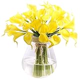 家庭の結婚式の装飾のための10個の生き生きした生き生きしたカラフラワー人工花の花束（イエロー）