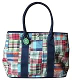 C-Red Preppy Madras Large Carry All Tote, Pink/Green by RedC