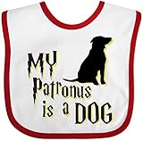 Inktastic – 犬Patronusベビーよだれかけ カラー: ホワイト