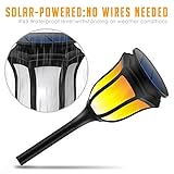 屋外ソーラー炎ライト96 LED防水無線点滅照明景色セキュリティパスライト自動オン/オフ芝生インターカレーションウォールランプブラック,1Pack