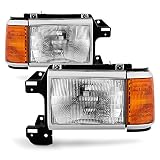 ACANII - 1987-1991 Ford Bronco F150 F250 トラックヘッドライトクロームトリムヘッドランプ ペアセット 運転席+助手席側