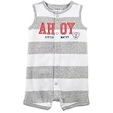 カーターズ（Carter's）グレーx白ボーダーAHOY LITTLE MATEYお出かけ用タンクトップクリーパー (3months(55-61cm)) [並行輸入品]