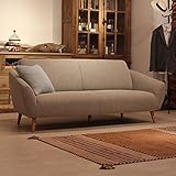 木製フレーム カバーリングソファ 190cm アイボリー 3Pソファ 北欧スタイル シンプル ナチュラルテイスト コットンカバー 完成品 幅193 奥行91 高さ80 座面までの高さ42cm MK