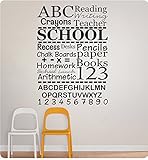 32 "学校先生コラージュSayings ABC 123 ReadingクレヨンWriting宿題チョークボード教室Teachキッズ子供壁デカールステッカーアート壁画ホーム飾り引用