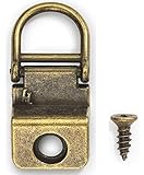 HangZ 10001bキャンバスフラットマウントワイヤ1つ穴Dリング画像ハンガー( 50パック）、25 kg、アンティーク真鍮