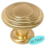 Cosmas 4122bb真鍮ブラシ3リングキャビネットハードウェアラウンドノブ – 1 – 1 / 4 "直径 – 50パック
