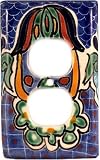 Blue Mesh Talavera Ceramic Outlet Switch Plate by Fine Crafts & Imports