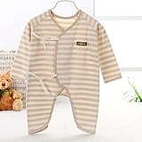 エルフ ベビー(Fairy Baby)オーガニックコットンベビー肌着 新生児パジャマ 四季兼用 出産祝い 73cm ストライプ