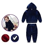 子供服 女の子 男の子 上下 セットアップ ベビー服 可愛い ロンパース クマ耳 フード パーカー (目安身長130cm, ネイビー)