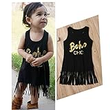 タッセルドレス、子供Franterdベビー女の子文字ノースリーブプリンセスサンドレスパーティーClothes カラー: ブラック