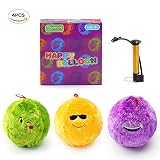 子供のHAPPYバルーンソフトヨガボール12インチカラフルな絵文字Sleepy Loveスマイリー感情面ぬいぐるみクッション枕ボールパーティー子供の誕生日パーティー装飾セット、Includeエアポンプ