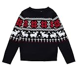 POTOJP 子供用 ニット セーター 女の子 男の子 ベビー キッズ 長袖 カーディガン セーター プルオーバー お出かけ 遊び着 通学 普段着 通園 (ネイビー・スノーフレークシカ, 100)