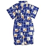 甚平 ベビー 男の子 綿100% トンボ柄 じんべい スーツ上下 祭 子供甚平 ブルー 95cm