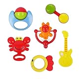 Rattle Teether Set幼児おもちゃ、Godr 6pcsサウンドハンドShaking Bell Rattle Teethingギフトおもちゃ0 – 12ヶ月の新しいBorn赤ちゃんGrab