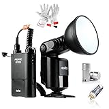 Godox　AD360II-N　Speedlight フラッシュ+ 360WS高出力スピード屋外写真・撮影ライト/デジタル一眼レフ用/ 電池ケース+ フラッシュチューブ+ AD-S15フラッシュランプ保護カバー付き　Pergearレンズクロス＋口紅レンズブラシ＋帯電防止の滑り止め手袋 (ストロボラント＋保護カバー付き)