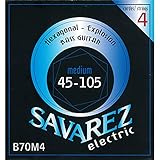 サバレス エレキベース弦 SAVAREZ HEXAGONAL EXPLOSION LINE ELECTRIC BASS STRINGS (B70M4 ミディアムゲージ, 1セット)