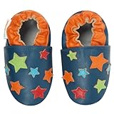 モモ ベビー 乳児/幼児用スター デザイン ソフト ソール レザー シューズ ネイビー 0-6ヶ月/米国乳児用サイズ1-2.5 M (インポート)