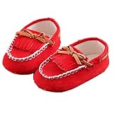 LINKEY Infant Baby Soft Sole Slip On Tassels Moccasins Prewalker Toddler Shoes Flat Shoes Red Size L