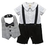 (コ-ランド) Co-land ベビー服 フォーマルスーツ 2点セット ロンパース ベスト 赤ちゃん カバーオール 蝶ネクタイ飾り 新生児 半袖 紳士服 男の子 出産祝い 写真撮影 90