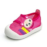 DANG PIG キッズシューズ メッシュシューズ ファーストシューズ 男の子 女の子 キッズ スニーカー ブルー/ピンク 通気性の靴 ファッション 1-3歳 (11.5cm, ピンク)