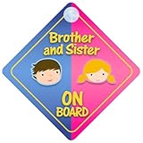 Brother And Sister On Board Car Sign New Baby / Child Gift / Present / Baby Shower Surprise by mybab