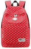 Urparcel Lightweight Casual Daypack Backpack for College Bookbag for Women Girls School Bags Red [並行